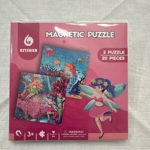 Pink Magnetic Kids Puzzle - Mermaid & Fairy Scenes (20 Pieces, 2 Puzzles)